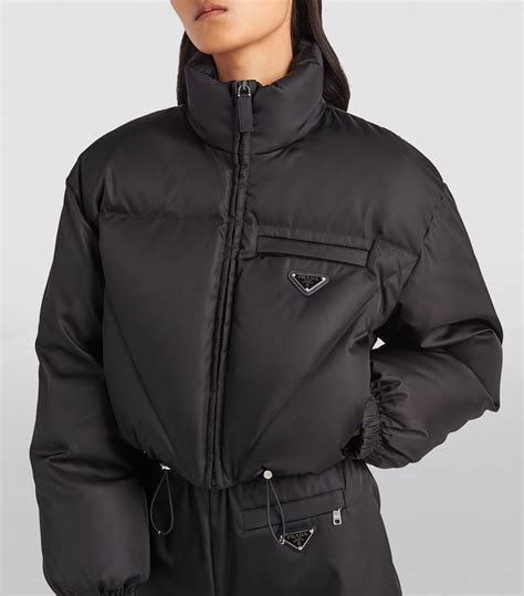 black prada puffer|prada puffer cropped.